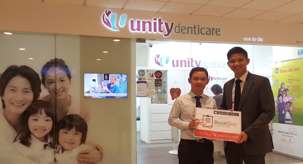 Unity Denticare Head of Dental Services Mr Patrick Wong, BookDoc Founder & CEO Dato Chevy Beh