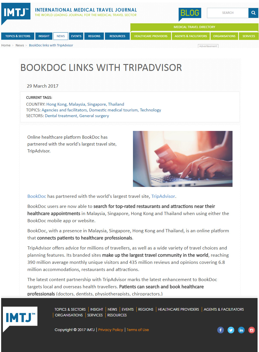 Bookdoc links with Tripadvisor