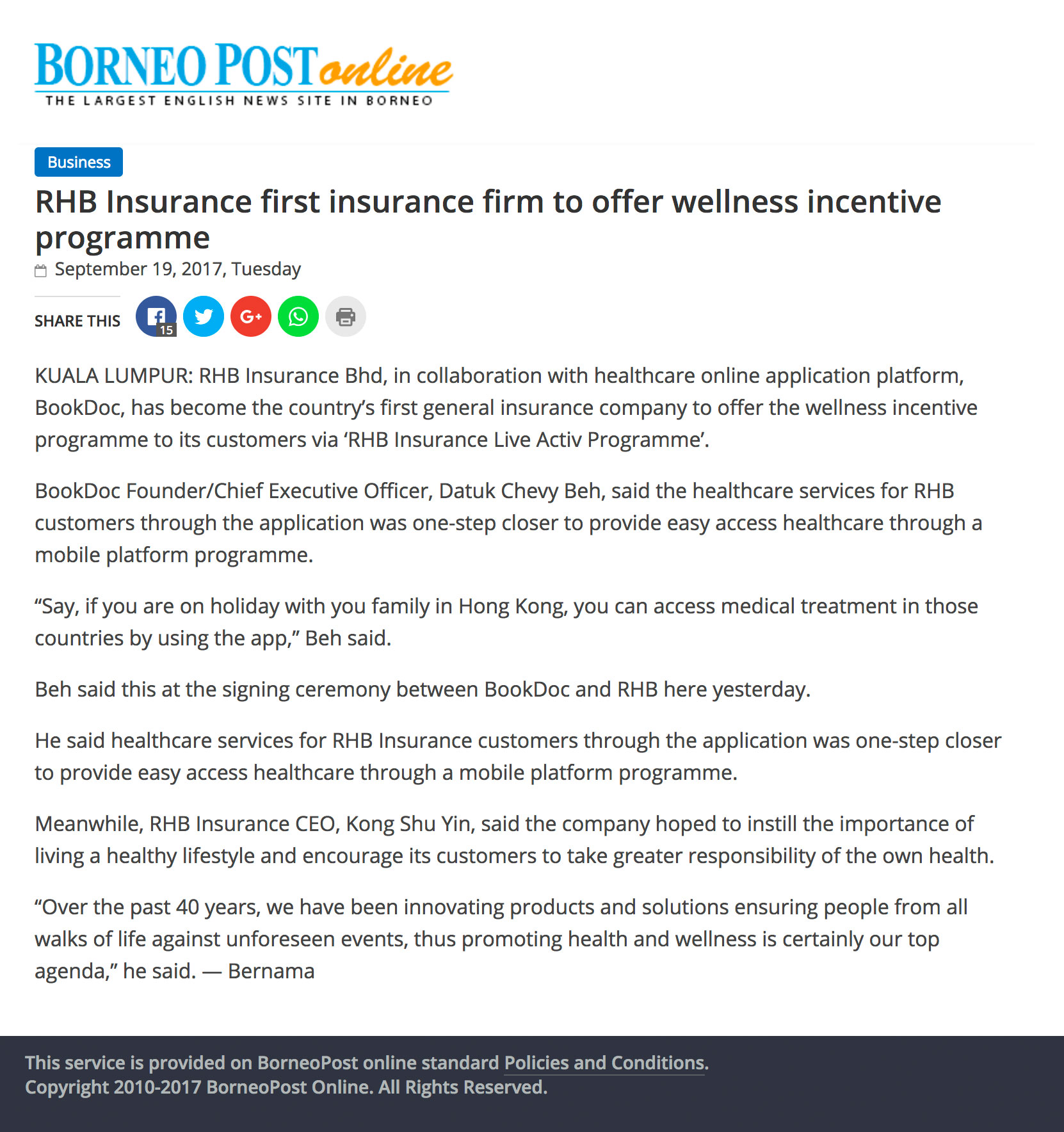 RHB Insurance first insurance firm to offer wellness incentive programme