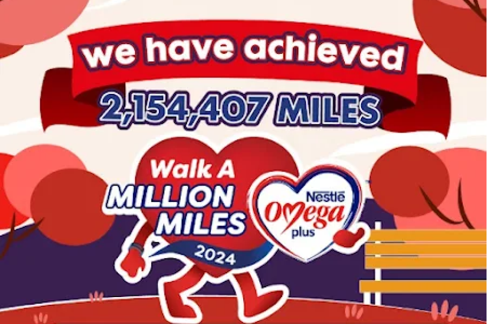 NESTLÉ OMEGA PLUS® concluded its Walk A Million Miles (NOP WAMM) 2024 campaign, exceeding expectations as participants came together to collectively walk a remarkable 2,154,407 miles.